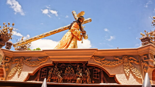 Procession of "Jesus Nazareno de la humildad" Holy Thursday in Antigua, Guatemala. Holy Week