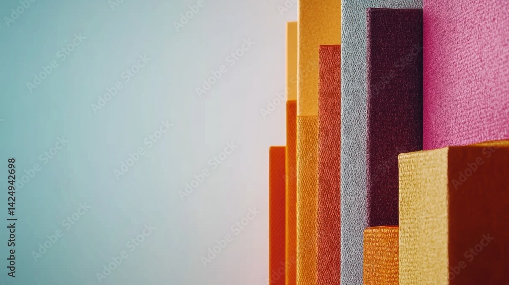 Aufkleber vertically arranged blocks in various colors create a striking visual effect in a modern interior, s