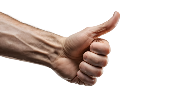 Hand gesture thumbs up stock photo for approval success agreement like positive feedback and support . png image on transparent background . PNG image