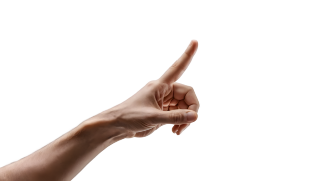 Hand pointing gesture direction up finger index human body part anatomy isolated black background stock photo . png image on transparent background - Powered by Adobe