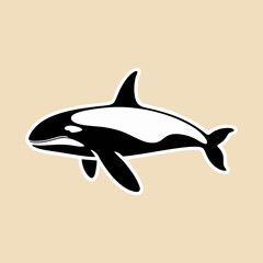 Orca whale logo icon with minimal style and elegant black silhouette