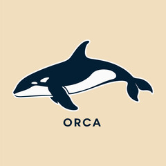 Orca whale logo icon with minimal style and elegant black silhouette