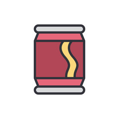 Canned food colored icons, minimalist vector illustration ,simple transparent graphic element .Isolated on white background