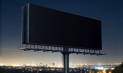 billboard black color mockup empty blank advertisement business template copy space night marketing...