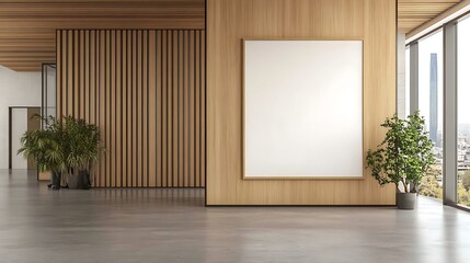 Modern office space with wooden accents