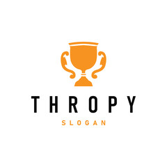 simple championship design with trophy logo victory cup concept vintage simple minimalist modern elegant symbol illustration victory template and brand