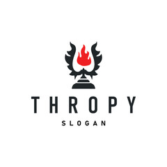 simple championship design with trophy logo victory cup concept vintage simple minimalist modern elegant symbol illustration victory template and brand