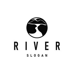 river logo design beautiful natural river scenery with simple minimalist concept illustration of product brand template