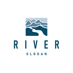 river logo design beautiful natural river scenery with simple minimalist concept illustration of product brand template