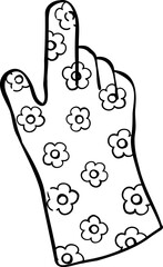 Cute Summer Nurse Glove with Palm Tree pattern Outline Hand Drawn