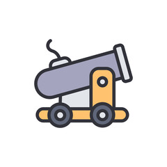 Cannon colored icons, minimalist vector illustration ,simple transparent graphic element .Isolated on white background