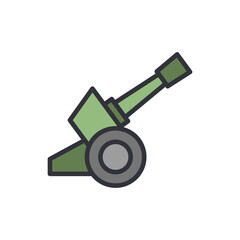 Cannon colored icons, minimalist vector illustration ,simple transparent graphic element .Isolated on white background