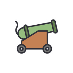 Cannon colored icons, minimalist vector illustration ,simple transparent graphic element .Isolated on white background