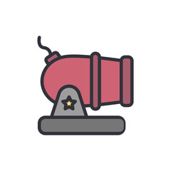 Cannon colored icons, minimalist vector illustration ,simple transparent graphic element .Isolated on white background