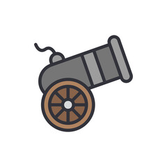 Cannon colored icons, minimalist vector illustration ,simple transparent graphic element .Isolated on white background