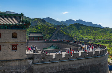 A fragment of the Great Wall of China in the vicinity of the capital of China, Beijing, on a...