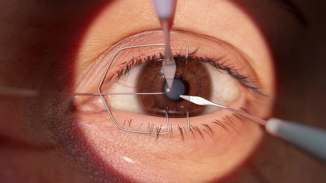 Medical team performs precise eye surgery on an patient, Restoring vision with latest medical technology and cutting-edge techniques, Modern eye surgery concept