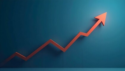 Radiant arrow pointing upward, conveying financial growth on a deep professional blue background

