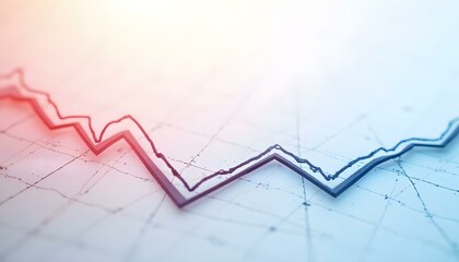 Naklejka premium Modern abstract chart with red and blue lines illustrating financial growth and market trends