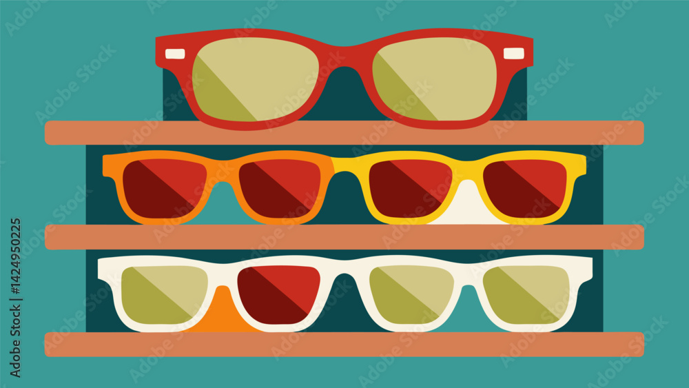 Poster a display of curated vintage sunglasses offers unique and stylish options for those wanting to add a