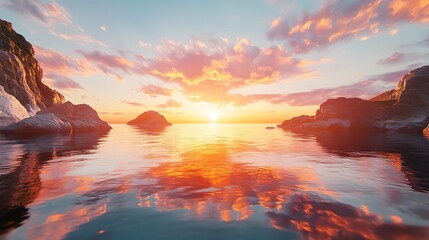 Serene sunset over calm ocean