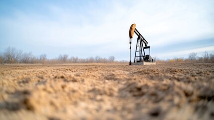 Oil pump jack on a barren landscape