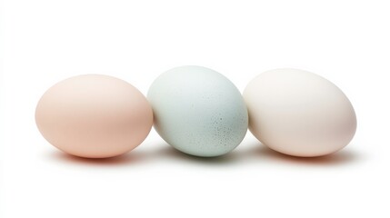 Pastel Colored Eggs on White Background