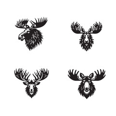 Moose Face Silhouette – Black and White Vector

Vector Moose Head – Minimalist Wildlife Illustration

Moose Antlers Face – Animal Silhouette Set