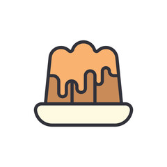 Caramel pudding colored icons, minimalist vector illustration ,simple transparent graphic element .Isolated on white background