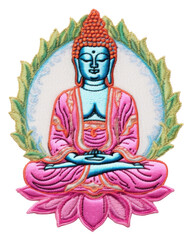 Obraz premium PNG Buddha statue embroidery pattern craft.