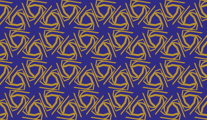 Original interior background in triangles style. Curved line. Vector illustration. Blue, orange color. For modern interior design, fashion print. Seamless