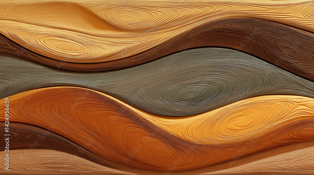 Poster abstract wood grain textured background forming wavy pattern