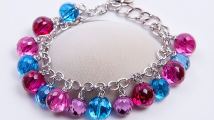 Obraz premium Elegant Charms Bracelet on Velvet Stand