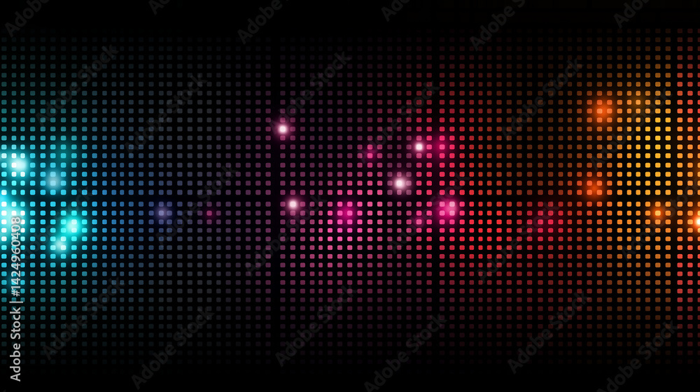 Poster colorful mosaic background shining with bright squares and glowing dots