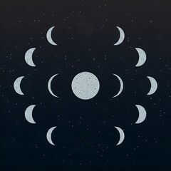 Naklejka premium Dot style moon phases vector illustration for astronomy and astrology backgrounds 
