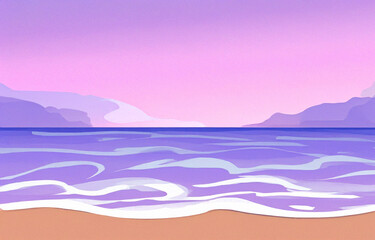 夜明けの海の背景イラスト