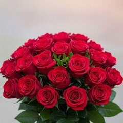 Obraz premium Red roses flowers bouquet isolated on white background for love and romance theme 