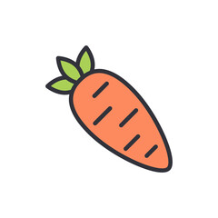 Carrot colored icons, minimalist vector illustration ,simple transparent graphic element .Isolated on white background