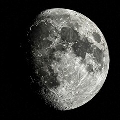 Clear view of the moon in space with stars and lunar surface detail
