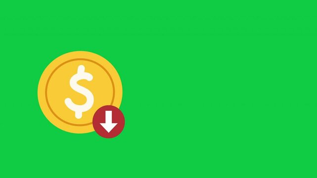 dollar coin down icon animation
