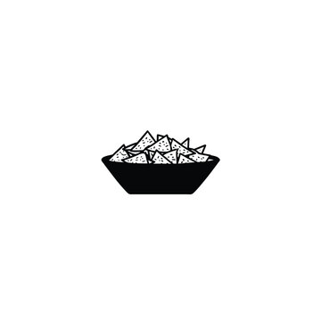 recommend clip art: Nachos chips full black silhouette on white background