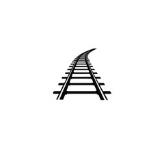 Rails and sleepers silhouette on white background