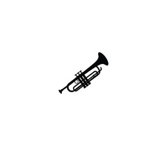 Trumpet silhouette on white background