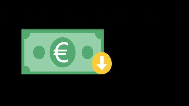 Money euro decrease animated icon