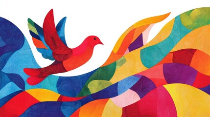Vibrant Dove Illustration on White Background