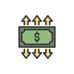 Cash flow colored icons, minimalist vector illustration ,simple transparent graphic element .Isolated on white background
