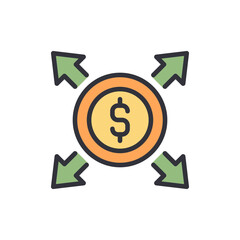 Cash flow colored icons, minimalist vector illustration ,simple transparent graphic element .Isolated on white background