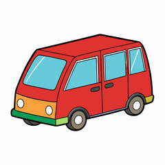 red van isolated on white