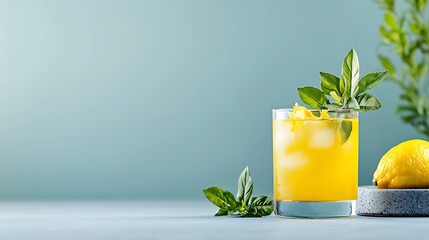 Refreshing Yellow Limoncello Spritz Cocktail with Lemon Zest and Mint