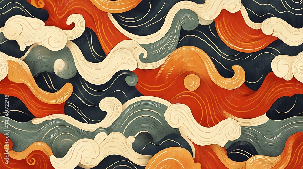 Poster abstract waves seamless pattern.
